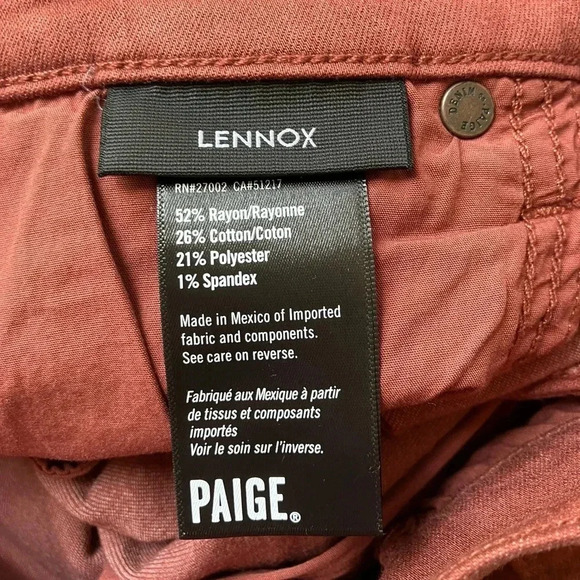 NWT Paige - Lennox Slim 5-Pocket Pant in Cherry Cola Red 28 - Picture 6 of 6